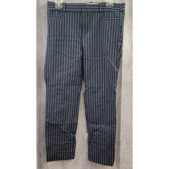 Banana Republic Navy Sloan Fit Tapered Striped Pants Women's Size 6 - Picture 1 of 6